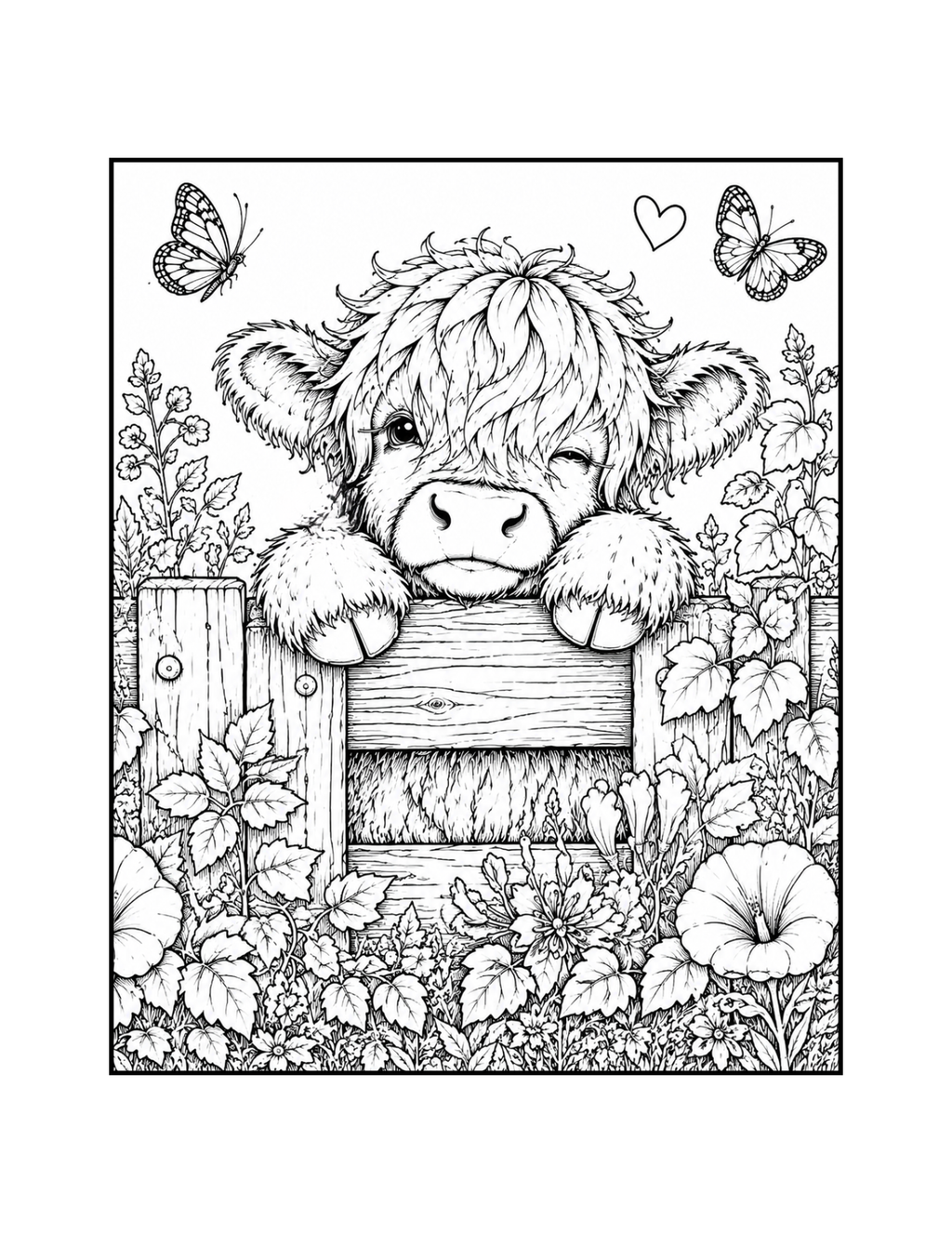 Highland Hugs A Highland Cow Coloring Book 8.5x11 Paperback