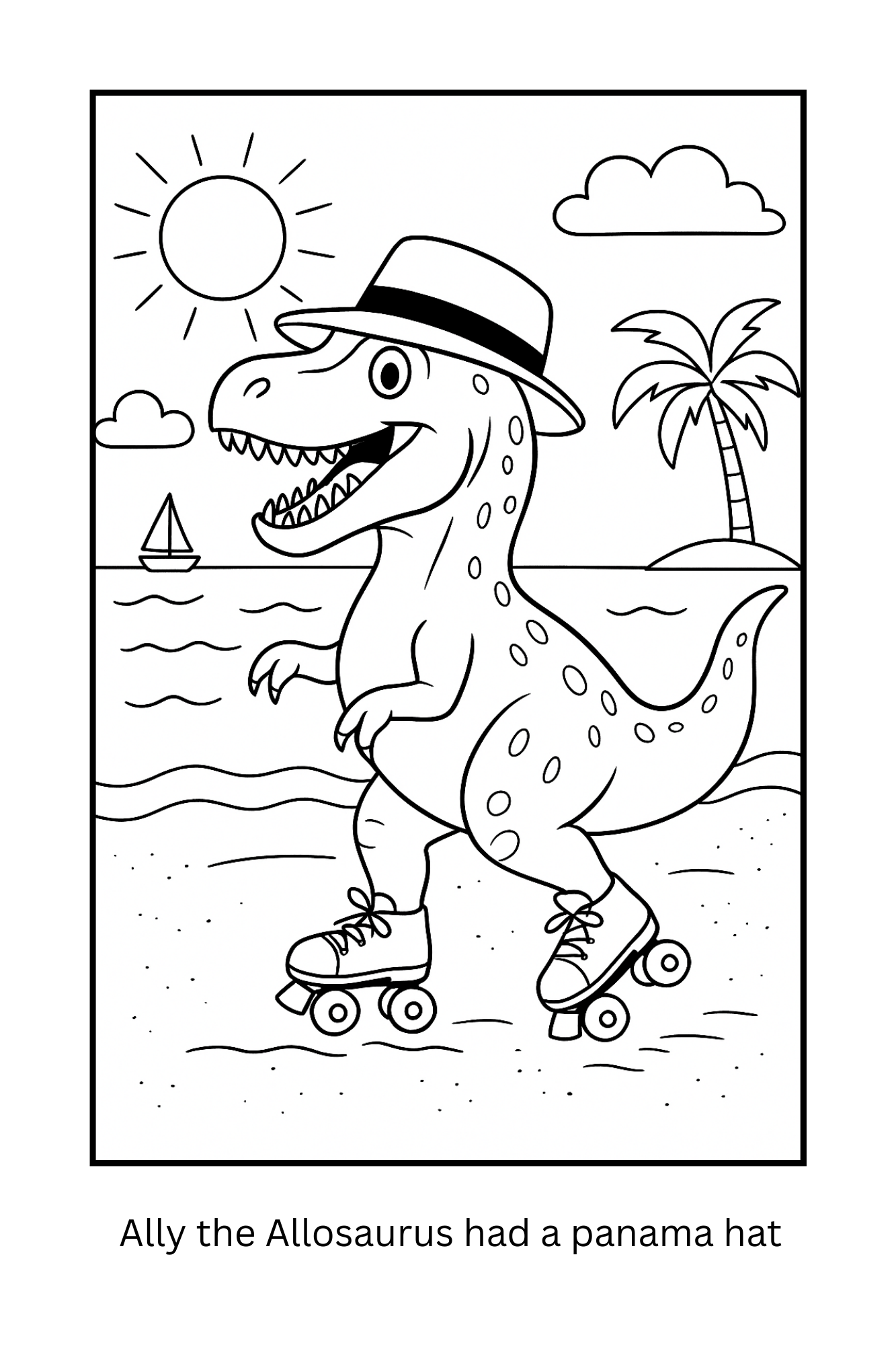 Tommy the T-Rex Gets a Hat Coloring Story Book 6x9 Paperback