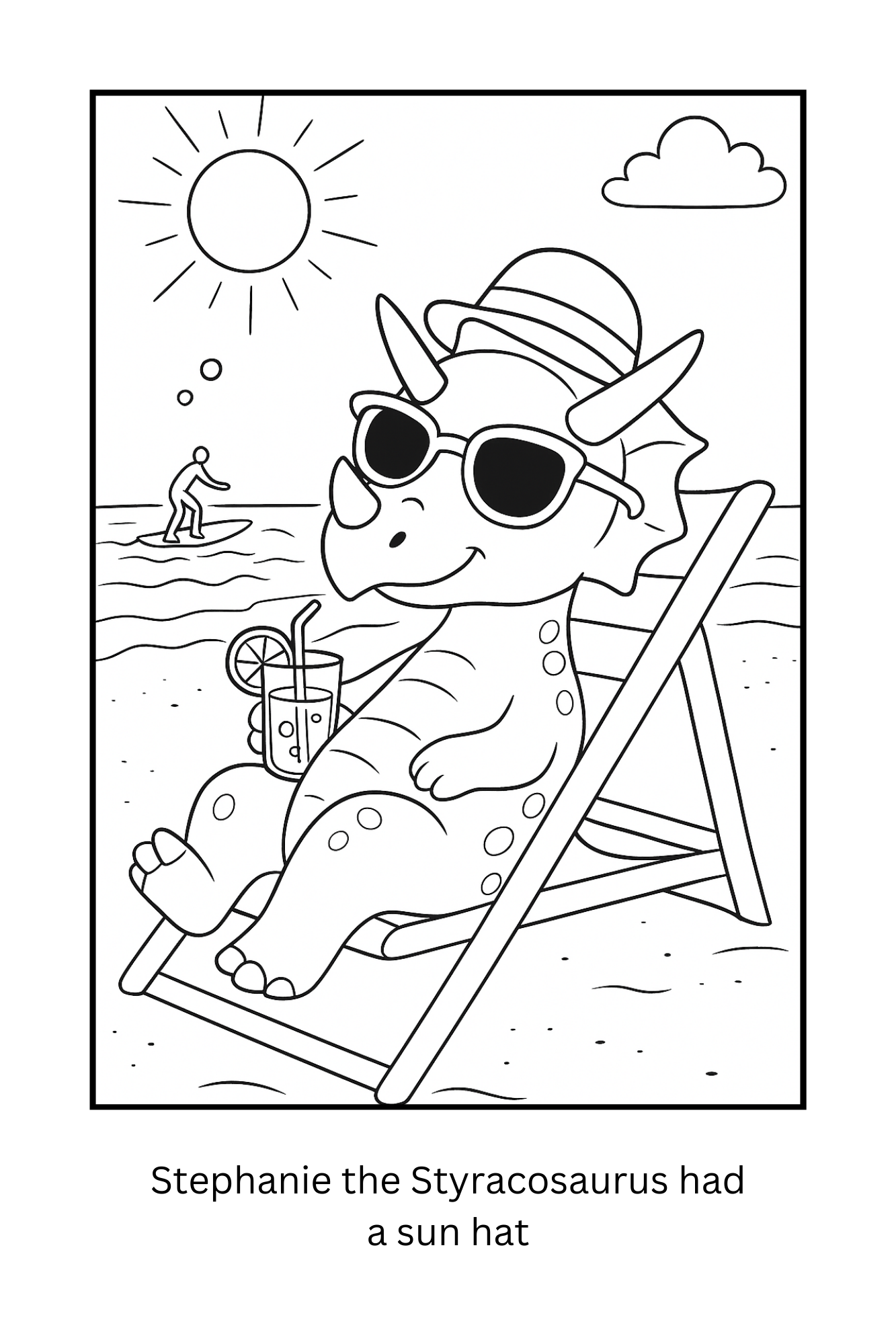 Tommy the T-Rex Gets a Hat Coloring Story Book 6x9 Paperback