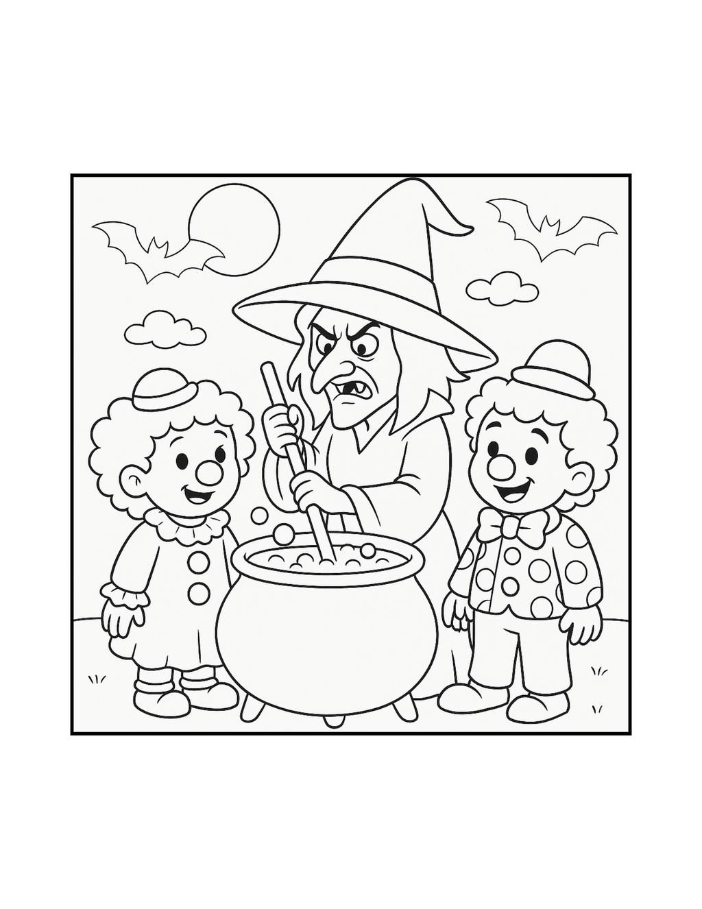 Halloween with Happy Clowns Coloring Book