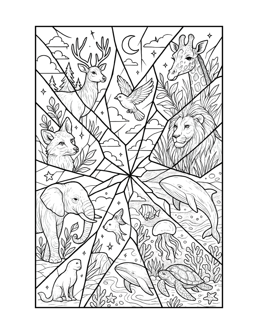 Shattered Realms: An Intricate Coloring Odyssey