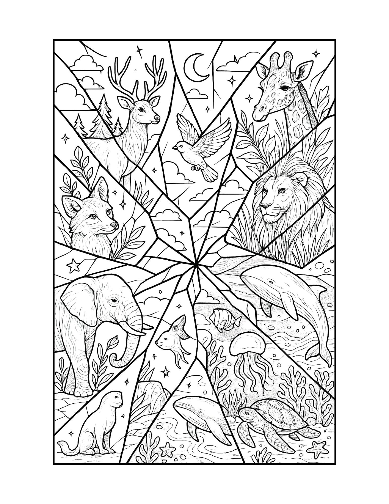 Shattered Realms: An Intricate Coloring Odyssey